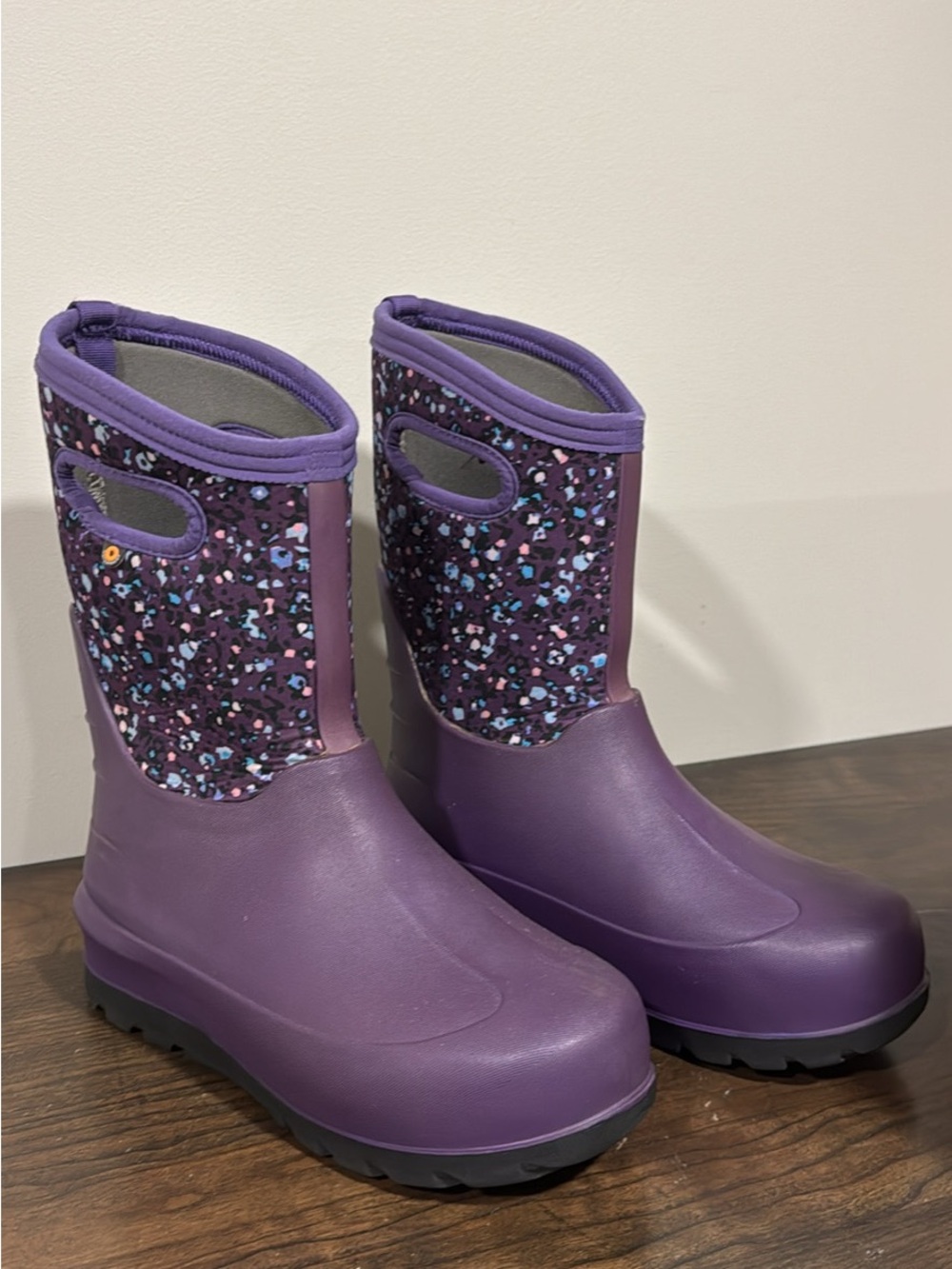 Bogs Kids Purple Patterned Pull-On Rain Boots